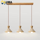 Modern Travertine Wood Pendant Light LED Hanging Chandelier for Dining Room Kitchen Island Bedroom by Ljojo