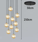 Ljojo LED Ring Stairs Pendant Light Chandeliers for Living Room and Dining Room