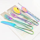 Gold Cutlery Set Stainless Steel Dinnerware Ljojo Tableware Party Kitchen Flatware