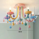 Ljojo Macaron Crystal Chandelier Girls Room Princess Light Fixture