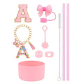 Ljojo 10-Piece Tumbler Accessories Set: Straw, Cover, Cap, Boot, Spill Proof Stopper, Letter Keychain, Charm, Sticker