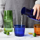Ljojo 550ml Bedside Water Carafe and Glass Set in Blue, Amber, Teal, Grey Glass