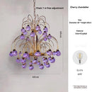 Italian Murano Glass Chandelier Purple Red Crystal Teardrop Pendant Light by Ljojo for Living Room