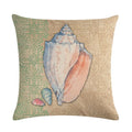 Ljojo Marine Life Linen Pillowcase: Fashion Conch Starfish Shell Sofa Decor Cover
