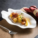 Ljojo Lotus Leaf Fish Plate Ceramic Creative Serving Dish Restaurant Tableware