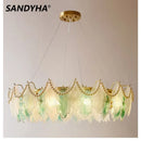 SANDYHA Stained Glass Chandelier LED Pendant Light Stylish Elegant Lighting for Living Room Bedroom by Ljojo