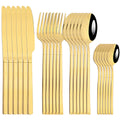 Ljojo 24-Piece Stainless Steel Gold Dinnerware Set with Cutlery & Utensils