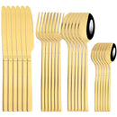 Ljojo 24-Piece Stainless Steel Gold Dinnerware Set with Cutlery & Utensils