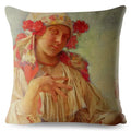 Beige Art Nouveau Gallery Cushion Cover for Home Decor - Ljojo
