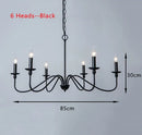 Ljojo American Country Retro Gold Black Candle Chandelier for Restaurant Room Decor
