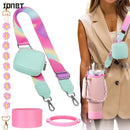 Ljojo 4Pcs Colorful Tumbler Cup Holder Set with Adjustable Strap & Handle