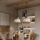 Ljojo Minimalist Cloth Rattan Pendant Lights for Living Room, Dining Room, Kitchen