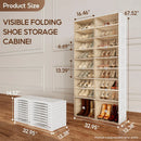 Ljojo™ Stackable Shoe Rack Organizer with Clear Magnetic Door, Large Plastic Cabinet