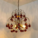 Italian Murano Glass Chandelier Purple Red Crystal Teardrop Pendant Light by Ljojo for Living Room