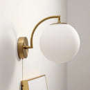 Ljojo LED Wall Light Pull Chain Switch Modern Style Glass Iron Bedroom Lamp