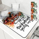 Drying Mat for Fall Vibes: Autumn Truck & Pumpkin Non-Slip Absorbent Mat by Ljojo