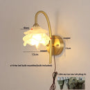 Ljojo LED Glass Wall Sconce with Pull Chain Switch for Modern Luxury Bedroom Lighting