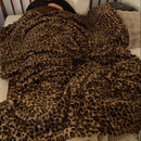 Ljojo Leopard Print Rabbit Plush Sofa Blanket: Stylish, Warm & Comfortable Home Decor