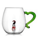 Ljojo 3D Christmas Glass Mug Cup - Snowflake Tree Snowman Design