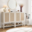 Ljojo™ 5 Tier Rattan Entry Shoe Organizer Cabinet with Shelves & Doors