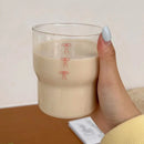 Ljojo 12oz Cute Ins Style Glass Coffee Cup with Red Pink Knot Print
