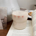 Ljojo 12oz Cute Ins Style Glass Coffee Cup with Red Pink Knot Print