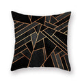 Ljojo Luxury Gold Black Geometric Marble Stripe Pillowcase