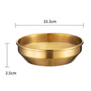 Ljojo 304 Stainless Steel Seasoning Dish Set - Round Golden Barbecue Saucer Plates