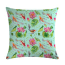 Ljojo Lotus Carp Print Cushion Cover for Home Decor on Mahogany Chair