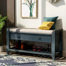 Ljojo™ Shoe Bench with Cushioned Seat, 2 Drawers, Slatted Shelf