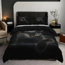 Ljojo 3D Black Cat Print Duvet Cover Set - Soft Fashion Bedding