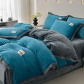 Ljojo 2024 Solid Color Milk Fleece 4-Piece Set with Wide Edge Craft & Flannel Quilt Cover