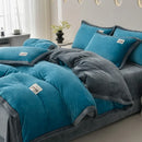 Ljojo 2024 Solid Color Milk Fleece 4-Piece Set with Wide Edge Craft & Flannel Quilt Cover