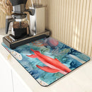 Ljojo Marine Whales Desk Drain Pad, Heat Resistant Non-slip Kitchen Drying Mat
