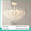 French Medieval Style Pendant Light for Luxurious Dining Room by Ljojo, Creamy Shell Crystal Bedroom Lamp