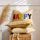 Embroidered Happy Home Pillow Cover by Ljojo for Living Room & Bedroom