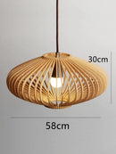 Japanese Retro Pendant Light Wooden Art Birdcage Hand-woven Chandeliers for Home Decor by Ljojo