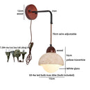 Ljojo LED Wall Lights Bedroom Yellow Travertine White Glass Wabi Sabi Wood Bedside Lamp