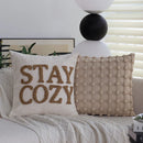 Chenille Embroidered Cushion Cover 18"x18" for Living Room Sofa, Ljojo Beige Pillowcase