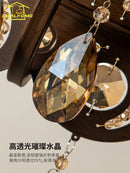 American Retro Iron Crystal Chandelier Lighting LED E14 Hanging Lamp for Living Room by Ljojo