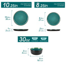 Ljojo 18Pc Green Reactive Glaze Stoneware Dinnerware Set