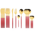 Ljojo 24Pcs Green Gold Stainless Steel Dinnerware Set Cutlery Tableware Silverware