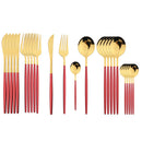 Ljojo 24Pcs Green Gold Stainless Steel Dinnerware Set Cutlery Tableware Silverware
