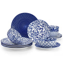 Ljojo 36 Piece Chinese Blue White Porcelain Plate Set with Tableware