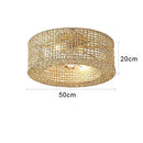 Bamboo Circle LED Ceiling Fans Light Chandelier with Lamps - Modern Luxury for Living Room by Ljojo