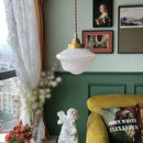 Ljojo Milky Glass LED Pendant Light: Nordic Home Decor with Copper Socket