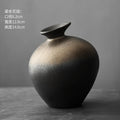Ljojo™ Black Terracotta Abstract Vase Coarse Pottery Retro Glazed Flower Arranger
