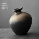 Ljojo™ Black Terracotta Abstract Vase Coarse Pottery Retro Glazed Flower Arranger
