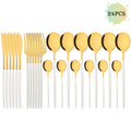 Ljojo 48-Piece White Gold Stainless Steel Dinnerware Set