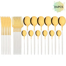Ljojo 48-Piece White Gold Stainless Steel Dinnerware Set